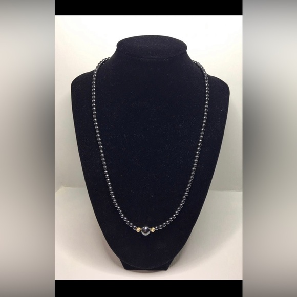 Estate 14k hematite necklace
